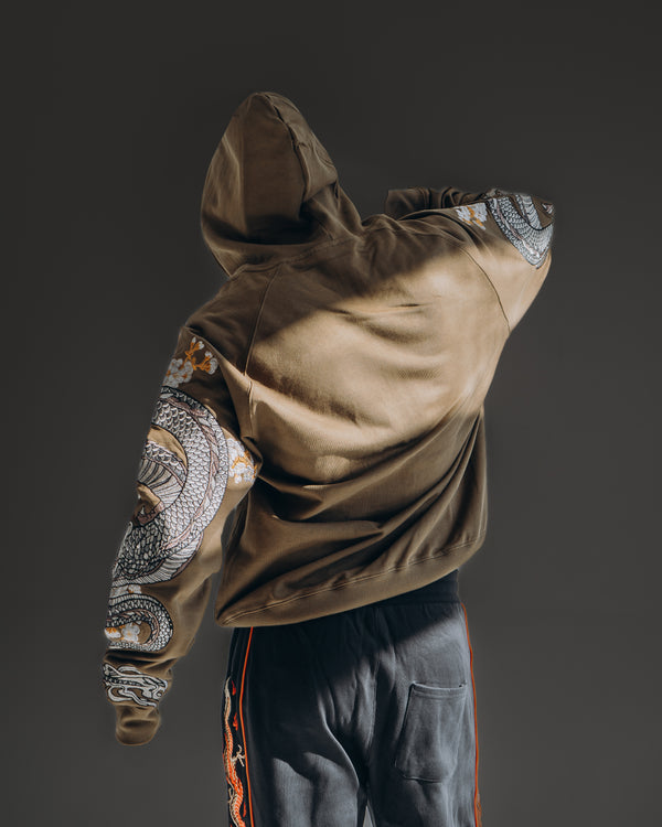 Dragon khaki zip up hoodie
