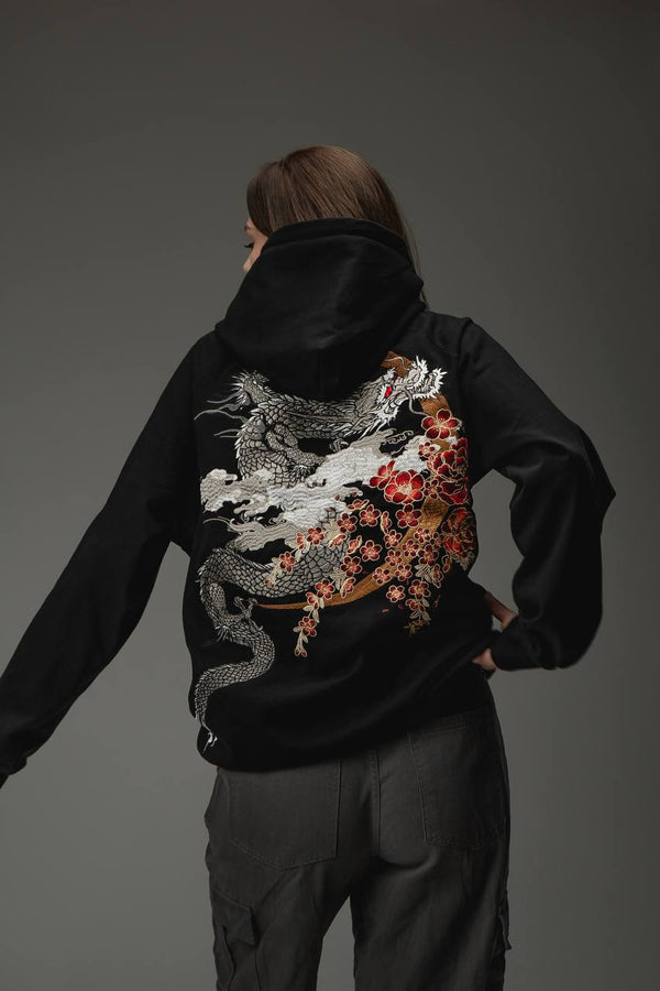 Hoodie Dragon Red Black